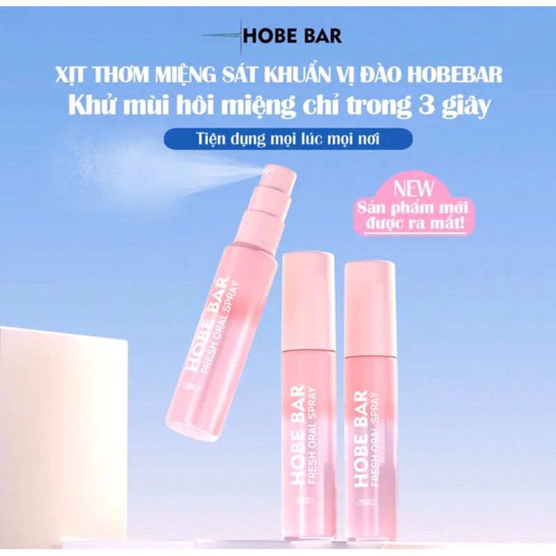 Combo 2 chai xịt thơm miệng Hobebar thơm mát vị đào giúp diệt khuẩn khử mùi hôi nhanh chóng giúp bạn đáng yêu hơn