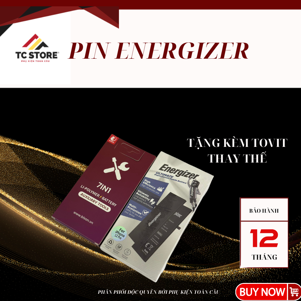 Pin Energizer Chính Hãng Cho Iphone-Tặng tovit-Bảo Hành 12 tháng-Bảo Hiểm Cháy nổ Toàn Cầu được tặng kèm tovit Thay thế.