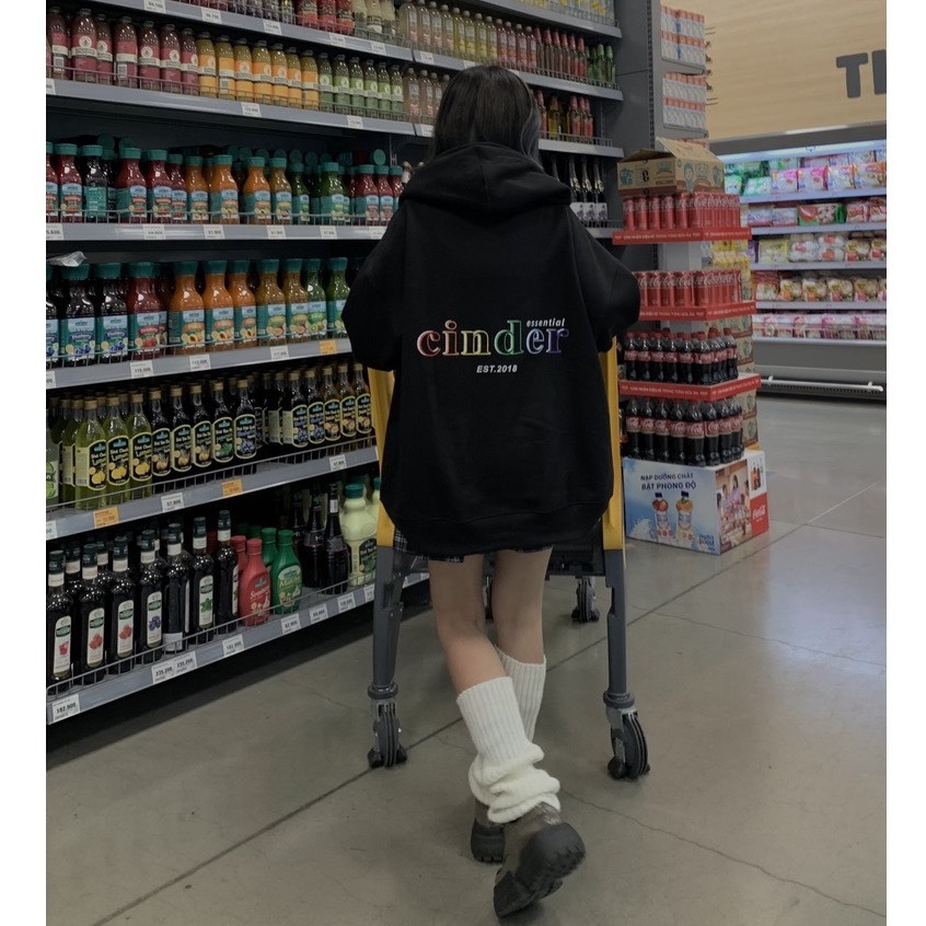 ÁO HOODIE ZIP KHÓA KÉO PHONG CÁCH BASIC CINDER  MÀU ĐEN SIÊU DÀY
