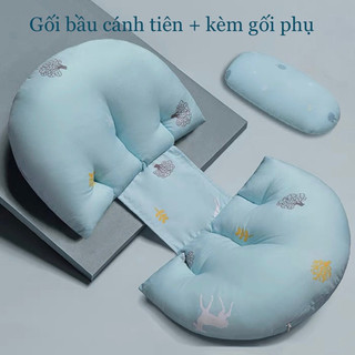 Gối Bầu Cánh Tiên Kèm Gối Phụ Nhỏ, Nâng Đỡ Hỗ Trợ Giảm Đau Lưng, Có Thể Tùy Chỉnh Kích Thước 2 Bên