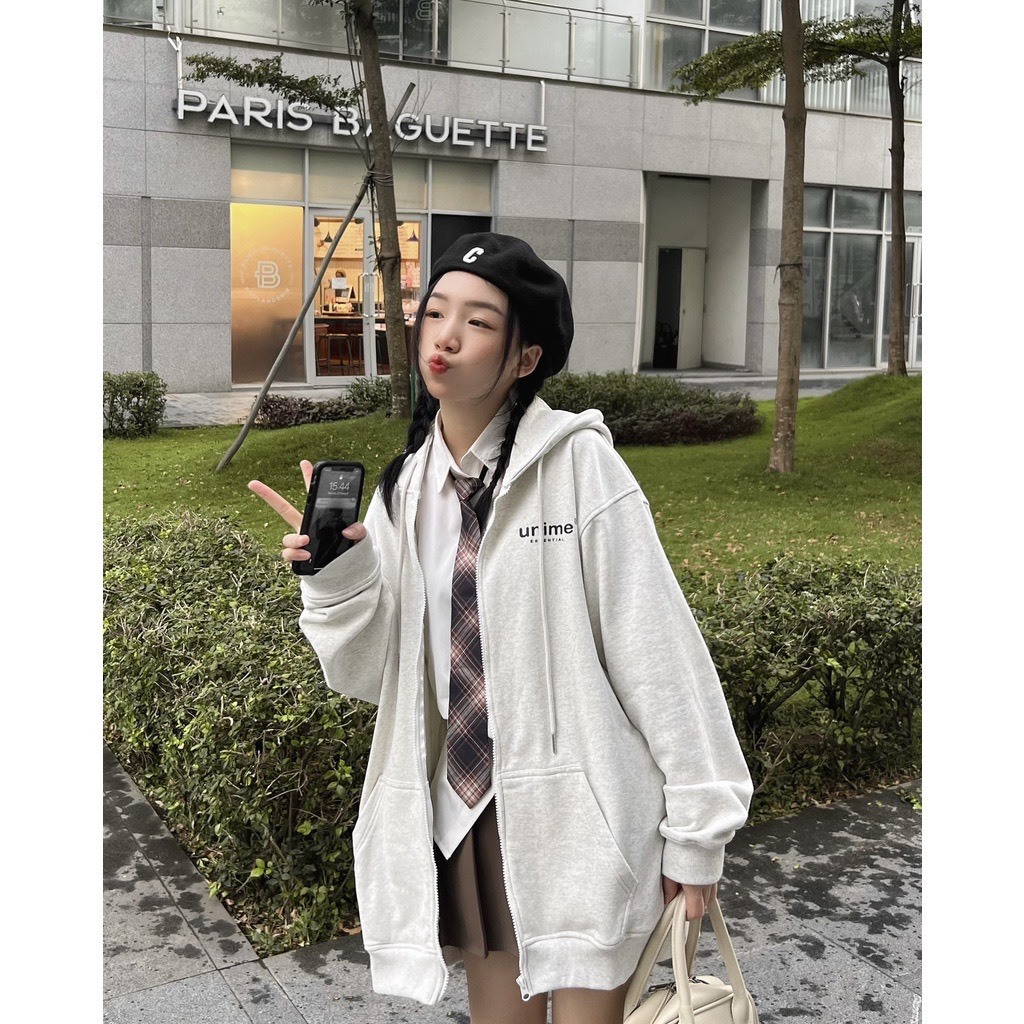 ÁO HOODIE KHÓA KÉO, ÁO KHOÁC MÙA ĐÔNG BASIC UNIME FORM RỘNG