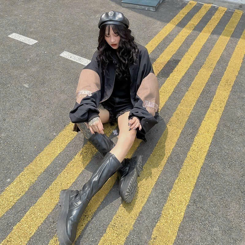 Áo Bomber Champion Dan Lộn Kiểu Dáng Form Rộng Nam Nữ, Áo Bomber Tay Bồng Thêu Sắc Nét