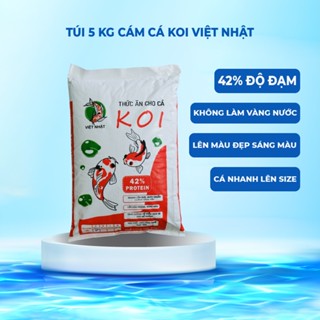Cám Cá Koi Việt Nhật 5kg siêu tăng trưởng, không váng dầu, Body tròn đẹp