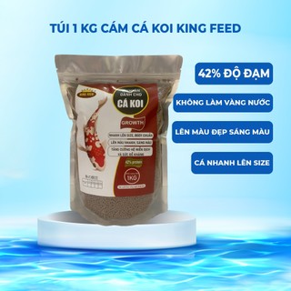 Cám cá koi king feed 1kg siêu tăng trưởng 42% độ đạm, thức ăn cho cá koi king feed