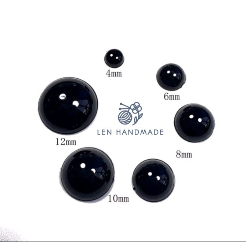 Mắt thú móc len nhìu size mắt thú trơn 4mm/5mm/6mm/8mm/10mm mắt thú làm thú nhồi bông
