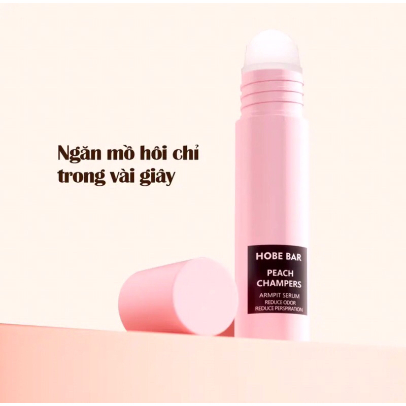 Combo 2 lọ lăn khử mùi hobebar hương sâm panh đào trắng ngăn tiết mồ hôi, tạo hương thơm cho cơ thể giúp bạn tự tin hơn