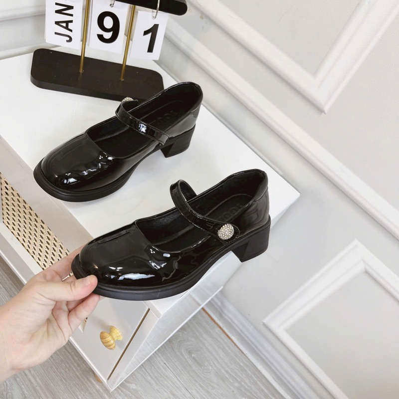 Giày Đầm Da Quai Dán Khuy Đá Hàng Qccc Fullbox Êm Mềm