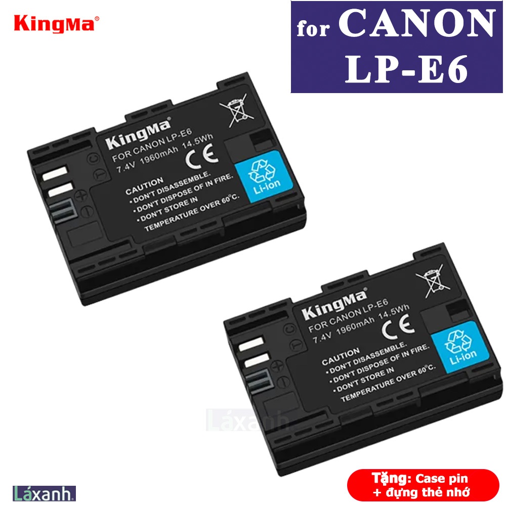 Bộ 2 pin 1 sạc Canon LP-E6NH LPE6 Kingma Canon EOS R R5 R6 5D2 5D3 5D4 6D 6D2 7D 60D 70D 80D 90D 5DS XC10 XC15 lpe6 e6n
