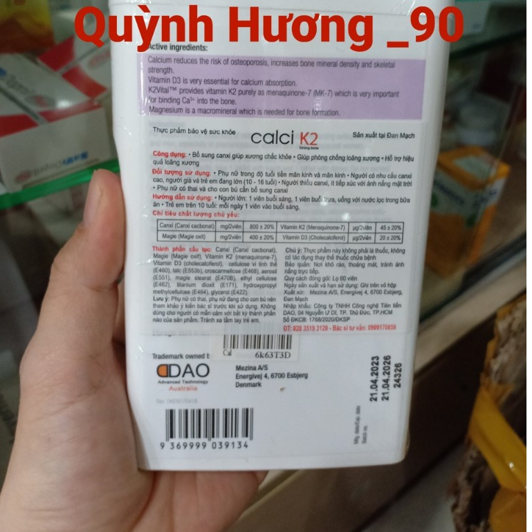 Viên uống CALCI K2 hộp 60 viên giúp xương chắc khỏe