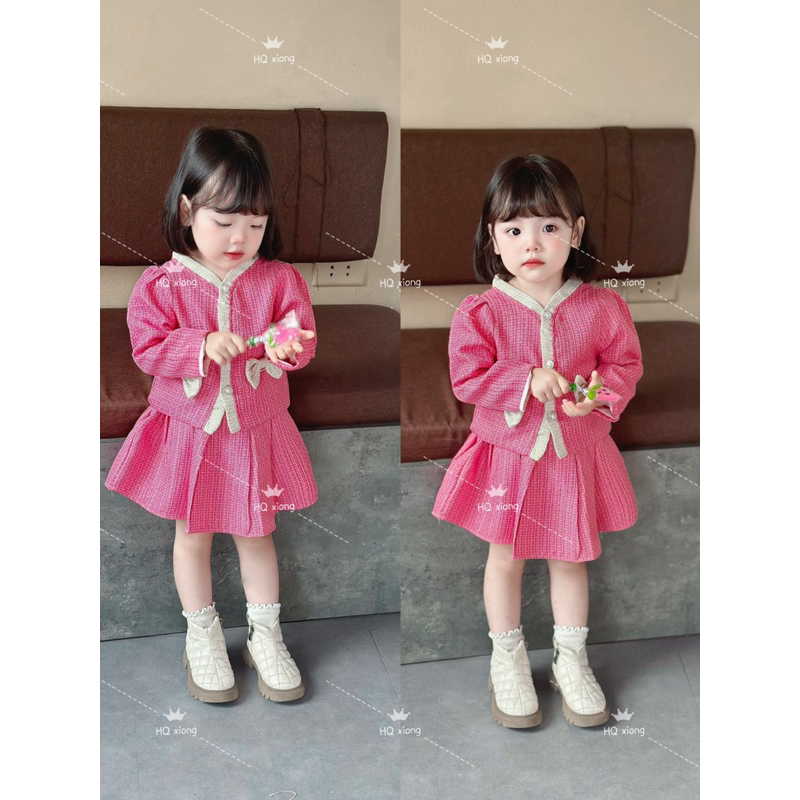 Set Váy Dạ nơ hàng cao cấp cho bé gái