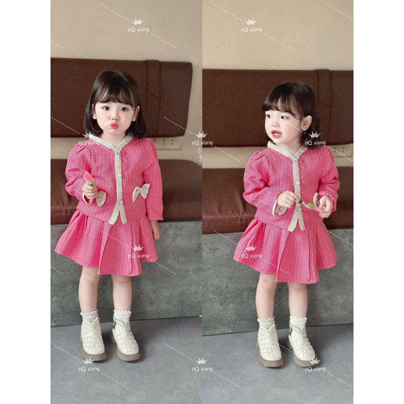 Set Váy Dạ nơ hàng cao cấp cho bé gái
