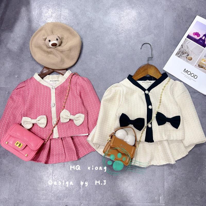 Set Váy Dạ nơ hàng cao cấp cho bé gái