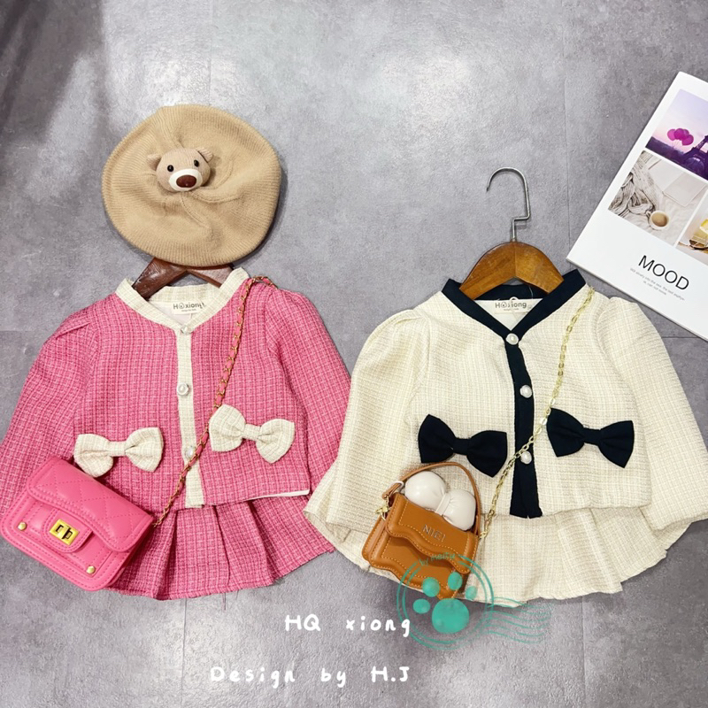 Set Váy Dạ nơ hàng cao cấp cho bé gái