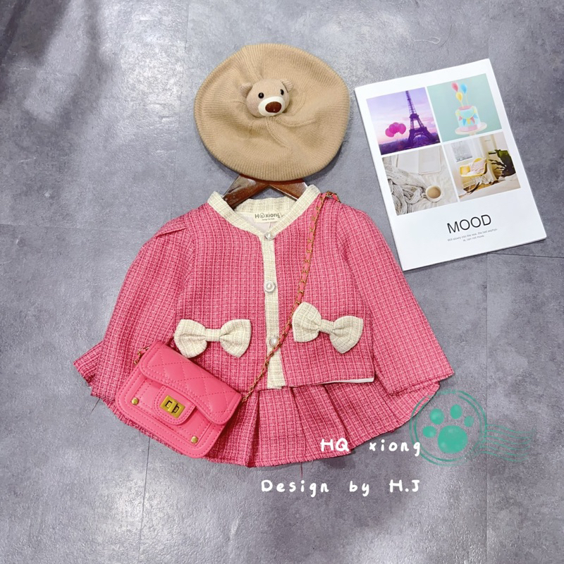 Set Váy Dạ nơ hàng cao cấp cho bé gái