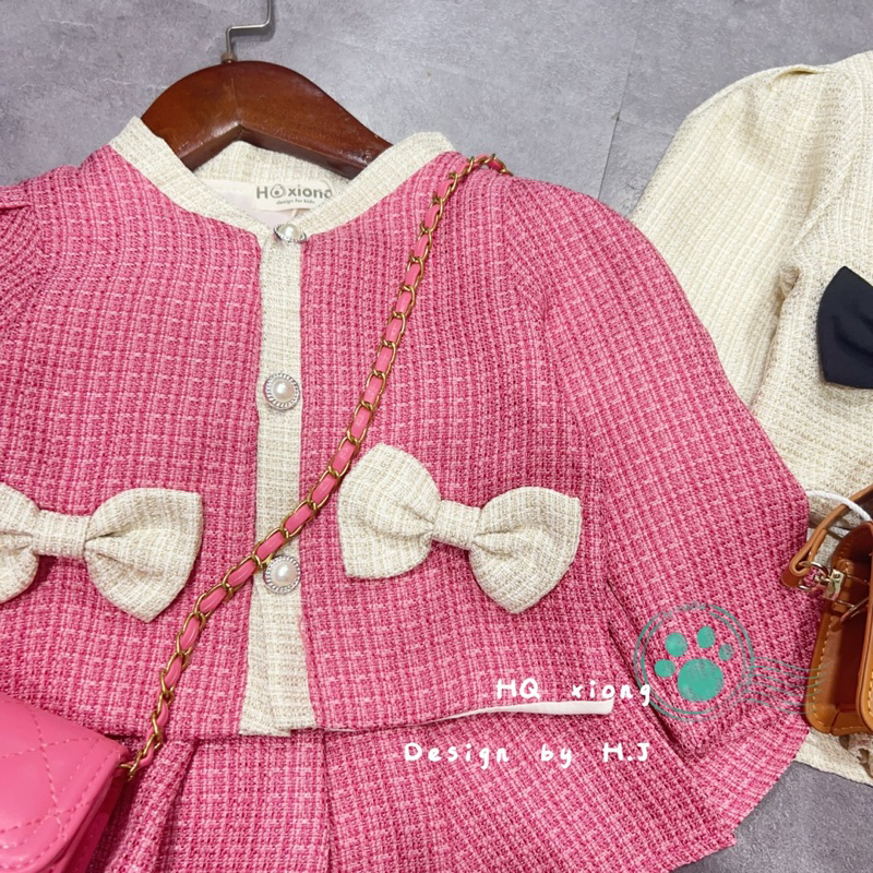 Set Váy Dạ nơ hàng cao cấp cho bé gái