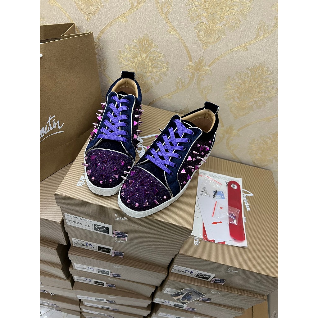 - Giày L0ub0utin Đinh Màu Tím Cao Cấp - Giày L0ub0utin Full Box + Shopping Bag