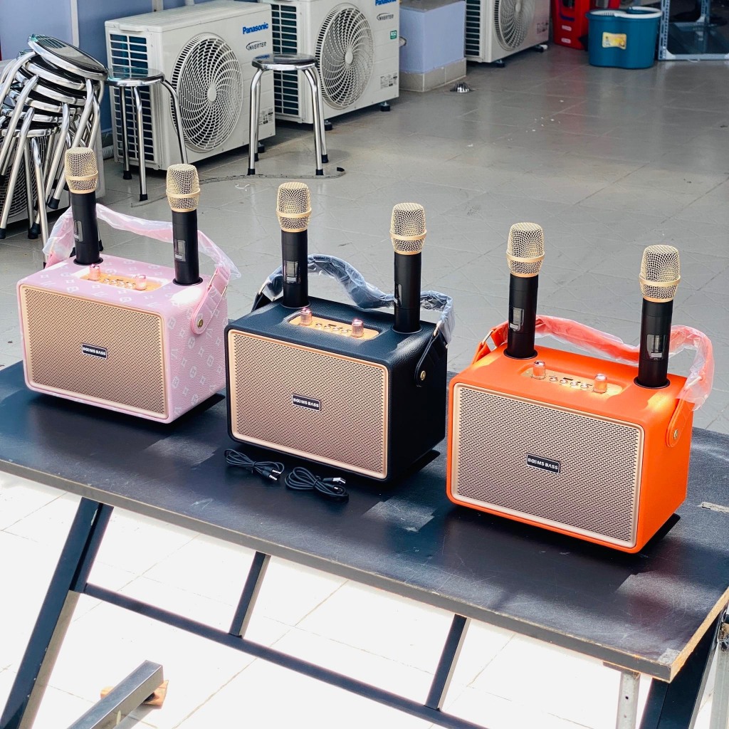 Loa Karaoke Bluetooth M4202 + Tặng Kèm 2 Micro Không Dây Xách Tay Công Suất 30W, Âm Thanh Trầm Ấm, Bass Căng