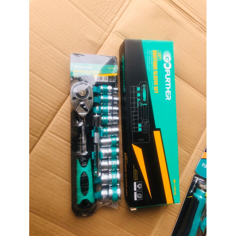 Bộ khẩu tự động- Bộ tuýp khẩu đa năng 1/2 gồm 12 chi tiết làm từ thép CRV mạ Crom siêu bóng chống han rỉ
