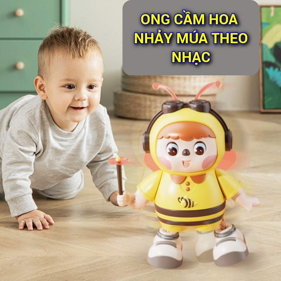 Đồ chơi chú ong nhảy múa phát nhạc phát đèn có chớp mắt vui nhộn - đồ chơi âm nhạc cho bé