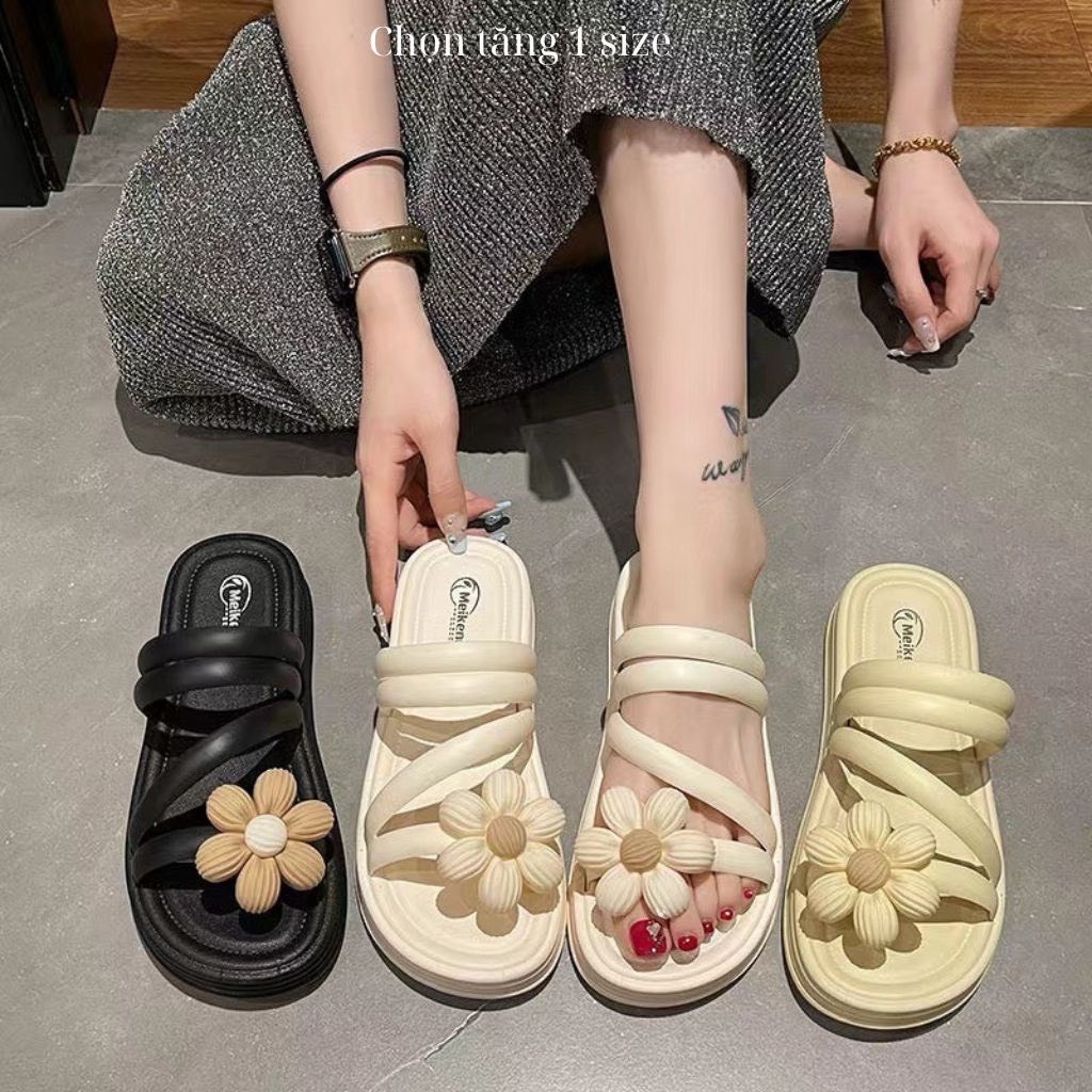 Dép lê quai chéo hình hoa mai cho nữ màu siêu đẹp