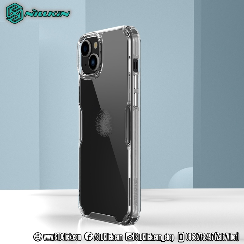 ỐP LƯNG IPHONE 15 PLUS - 15 NILLKIN NATURE TPU PRO CHÍNH HÃNG - LƯNG KÍNH PC TRONG VIỀN DẺO