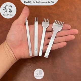  Đục Trám Khâu May Tay Chất Thép Trắng Cứng Cán Mỏng 3mm 4mm Dụng Cụ Đồ Nghề Làm Da Túi Ví Dây Lưng Thủ Công Handmade DIY 