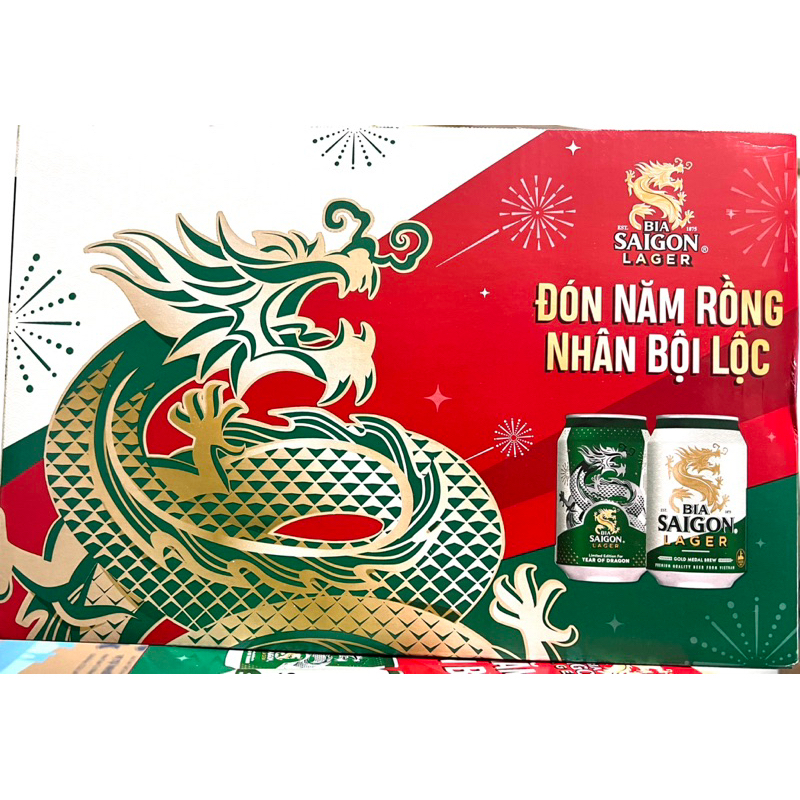 Thùng bia Sài Gòn xanh Lager 330ml x 24 lon