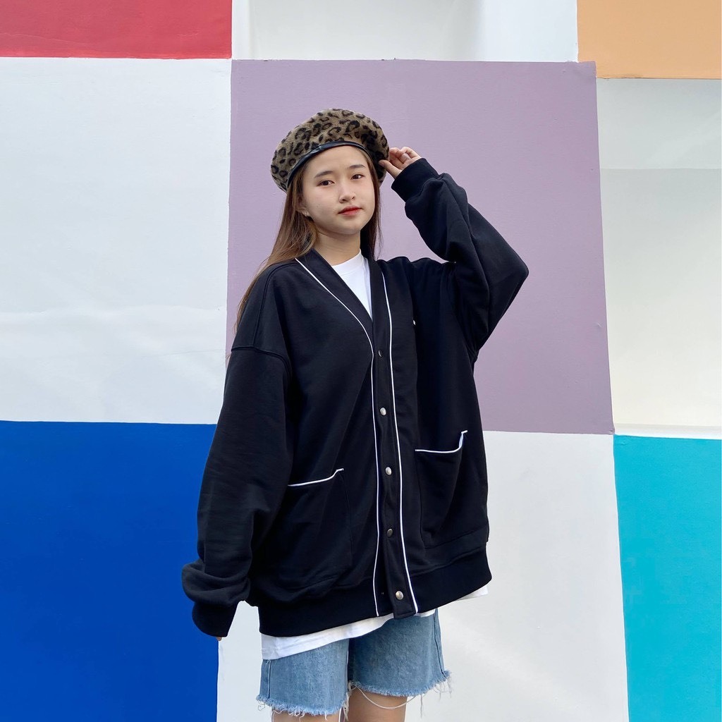 Áo nỉ cài nút Cardigan Jacket D'BAKU BASIC LOGO