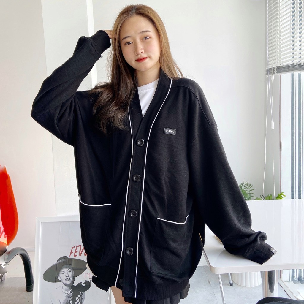 Áo nỉ cài nút Cardigan Jacket D'BAKU BASIC LOGO
