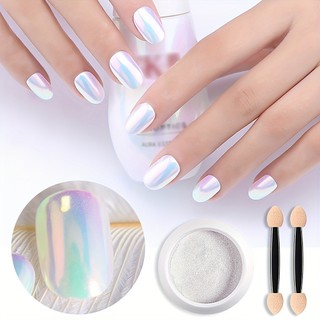 Bột tráng gương trắng ánh ngọc trai aurora trang trí nail móng- ĐỒ NAIL VIỆT