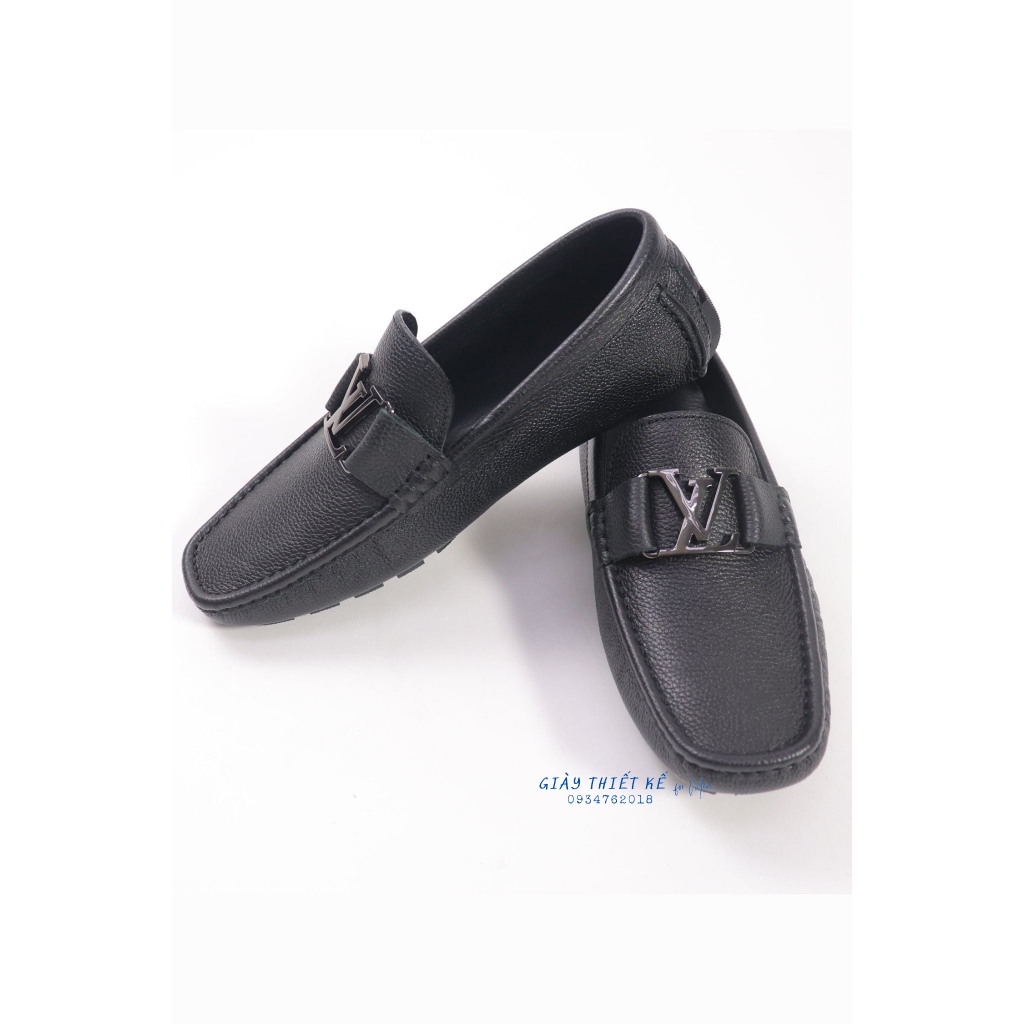Giày lười da nam, Giầy Mọi Moca LV Nam Phiên Bản Màu Đen Thời Trang Da Bò Xịn Chuẩn Form Nhập Khẩu Full Box