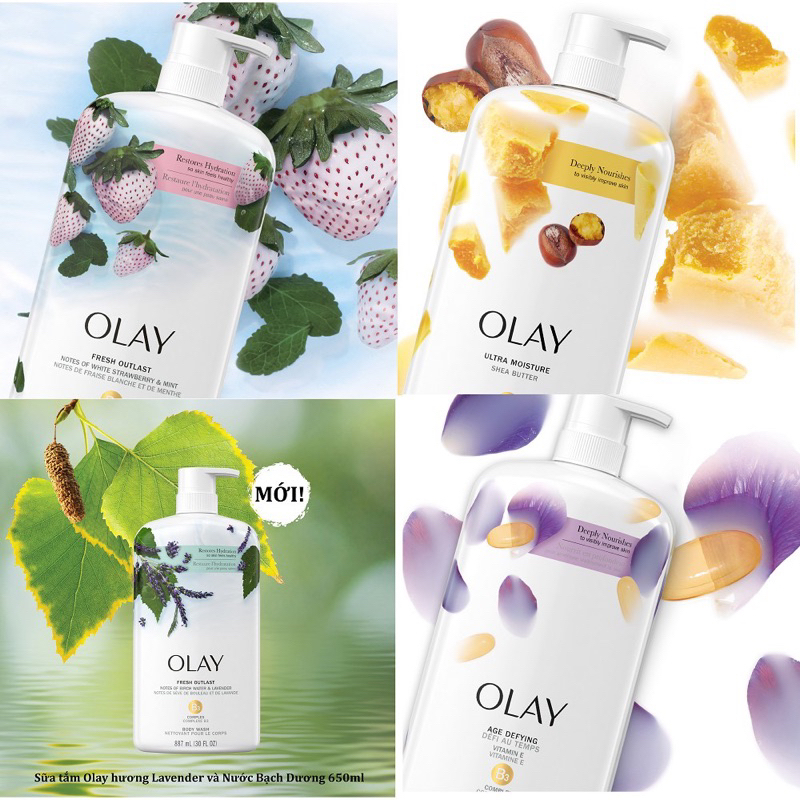 Sữa Tắm Olay Body Wash Dưỡng Da Cấp Ẩm Lưu Hương Mỹ Chai Vòi 887ml