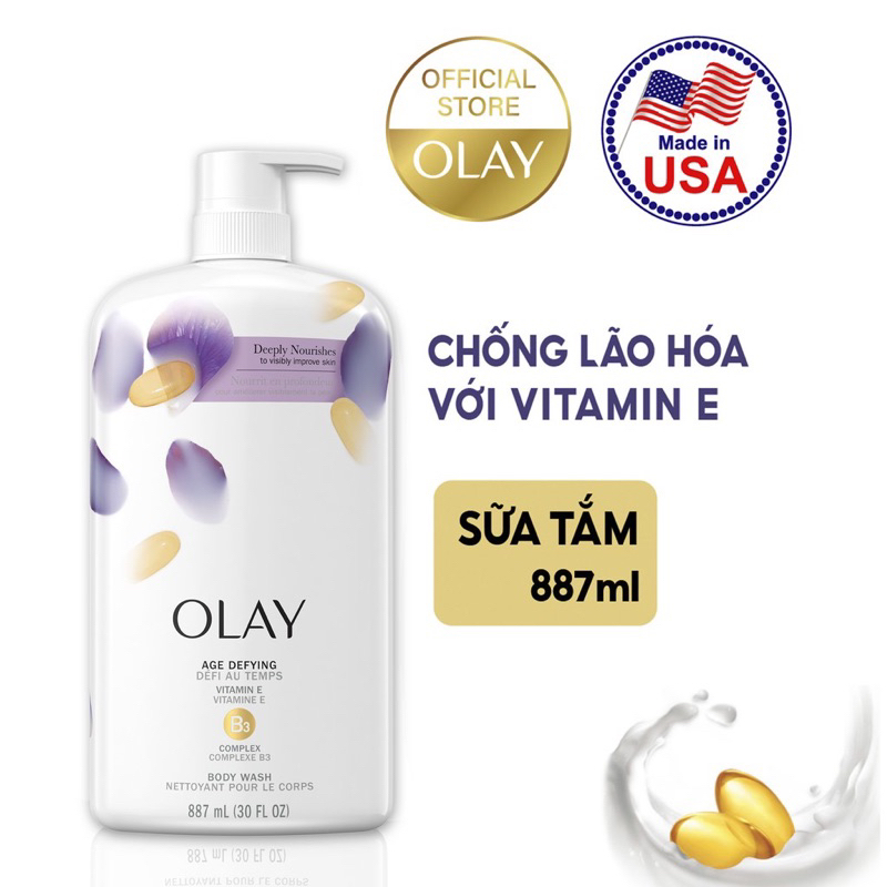 Sữa Tắm Olay Body Wash Dưỡng Da Cấp Ẩm Lưu Hương Mỹ Chai Vòi 887ml