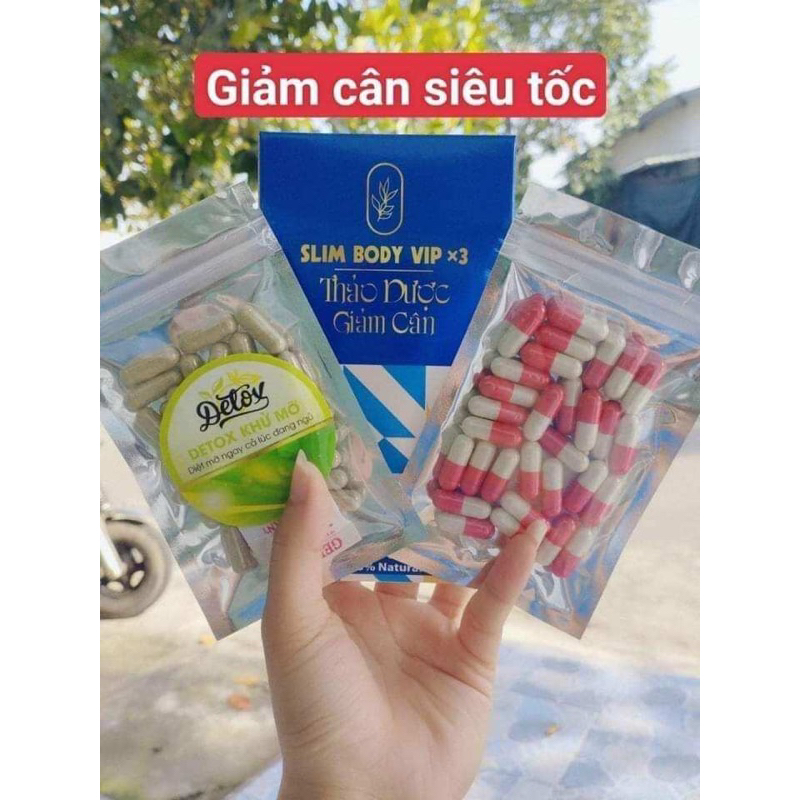 Giảm Cân Body Vip X3 + Tặng Kèm Detox Hộp 30v Bao Giảm 3-6 kg