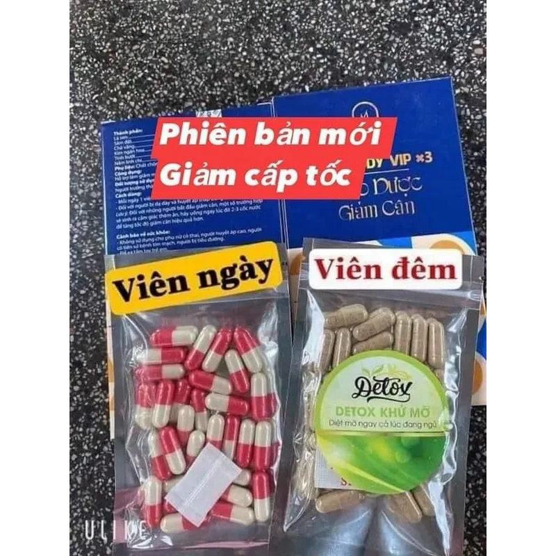 Giảm Cân Body Vip X3 + Tặng Kèm Detox Hộp 30v Bao Giảm 3-6 kg