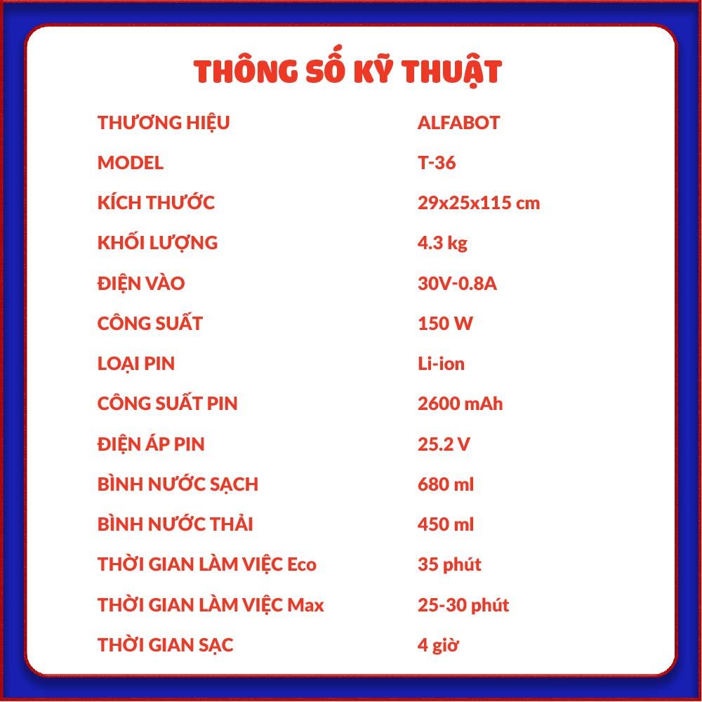 MÁY HÚT BỤI, LAU NHÀ KHÔ ƯỚT ALFABOT T-36