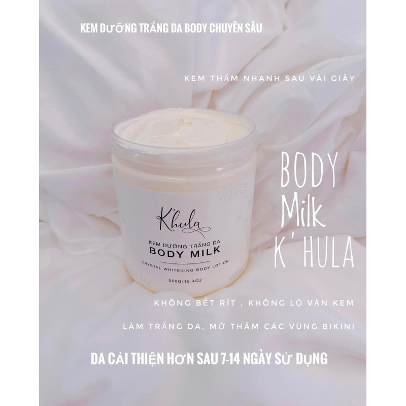 Kem body trắng da Body Milk không bết rít, dưỡng trắng da body sau 7 ngày