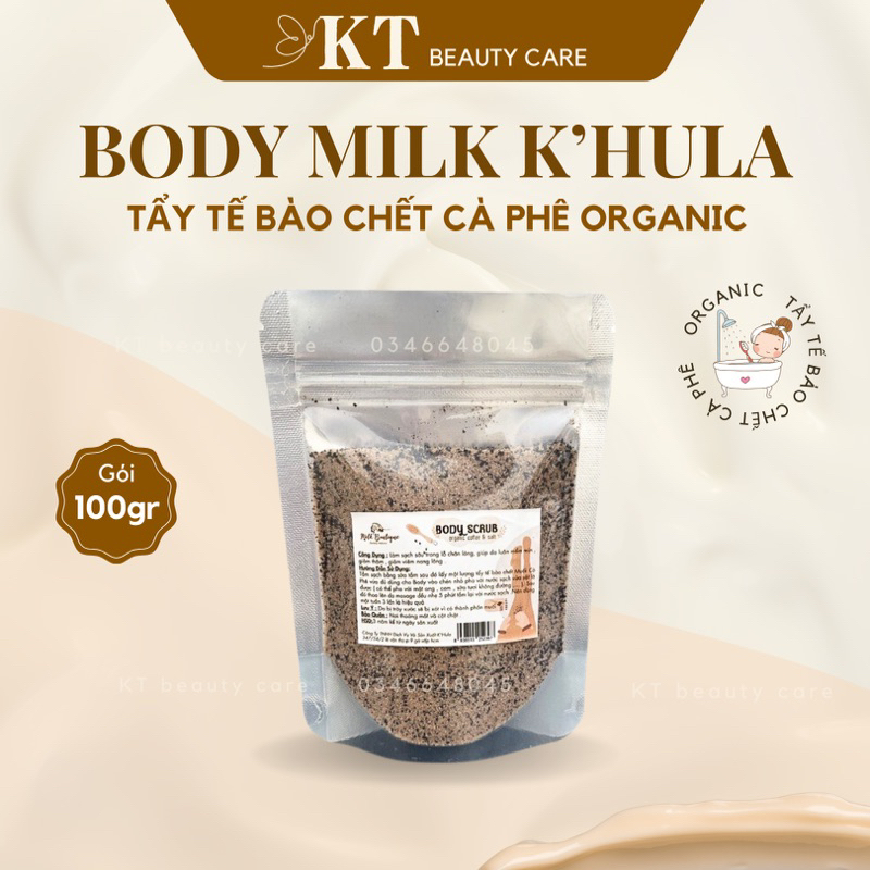 Hạt tẩy tế bào chết Muối Cà Phê K'HULA (Dạng Bịch), Scrub Coffee, tẩy da chết body, giúp da láng mịn, chính hãnh