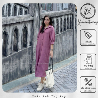 Váy sơ mi suông tay lỡ đũi vân mây - Xuananhthomay