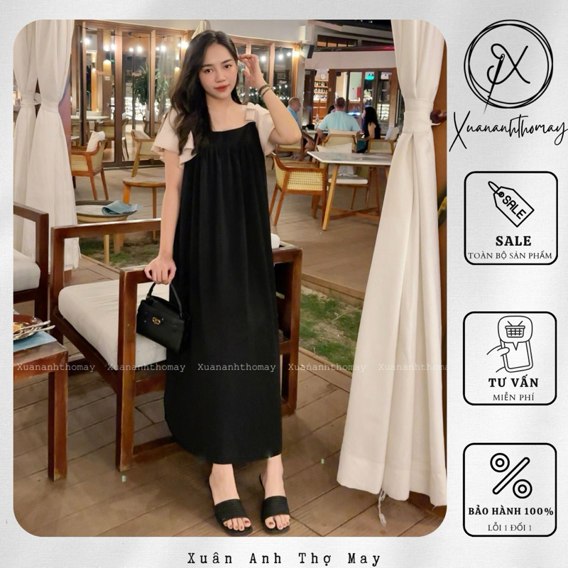 Váy suông cánh tiên nơ vai - Xuananhthomay