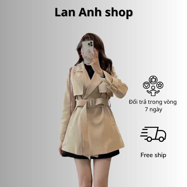 Áo mangto chất kaki dù hàng loại 1 có đai L0016