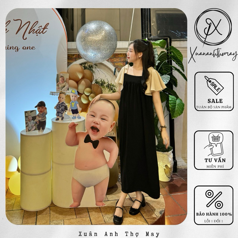 Váy suông cánh tiên nơ vai - Xuananhthomay