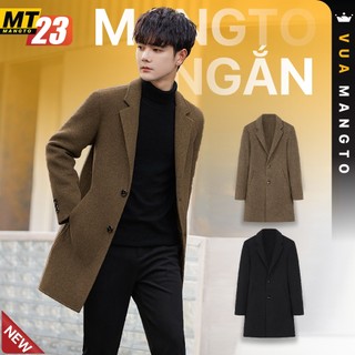 MT23 Áo Mangto Nam, Áo Dạ Nam Hàn Quốc Dáng Lỡ, Cổ Bẻ, 2 Cúc MANY TING