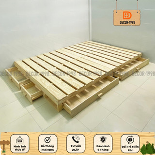 Giường gỗ,giường ngủ gỗ thông 4 hộc kéo,pallet gấp gọn gỗ mới 100%