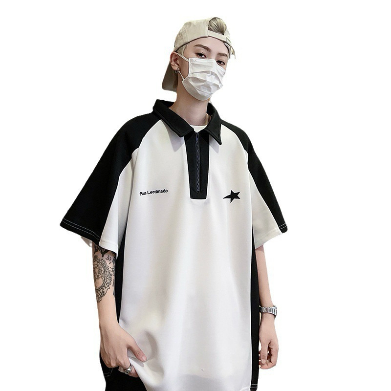 Áo thun Polo Superstar phối khoá kéo chất thun tổ ong unisex thêu chữ, Áo polo nam nữ local brand unisex phong cách GTM