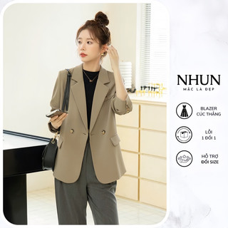 Áo blazer nữ dài tay NhunFashion Áo vest nữ khoác ngoài thiết kế 2 lớp có đệm vai phong cách trẻ trung năng động N132