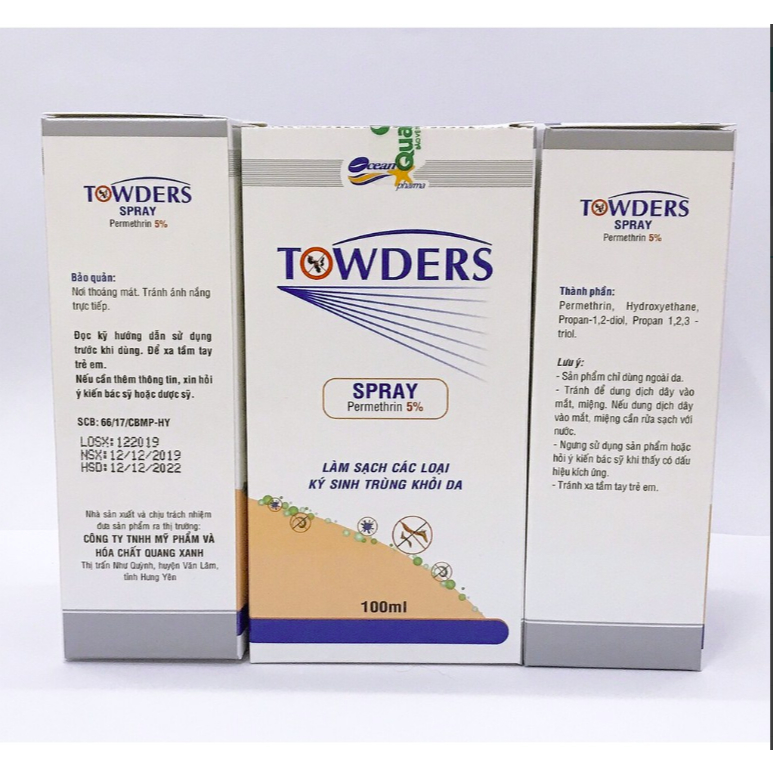 Towders spray xịt ghẻ, ký sinh trùng - chai 100 ml