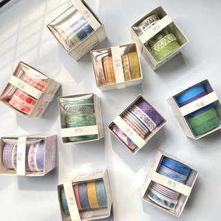 Cuộn washi tape, băng dính washi tape bộ 5 cuộn trang trí nhiều màu xinh xắn