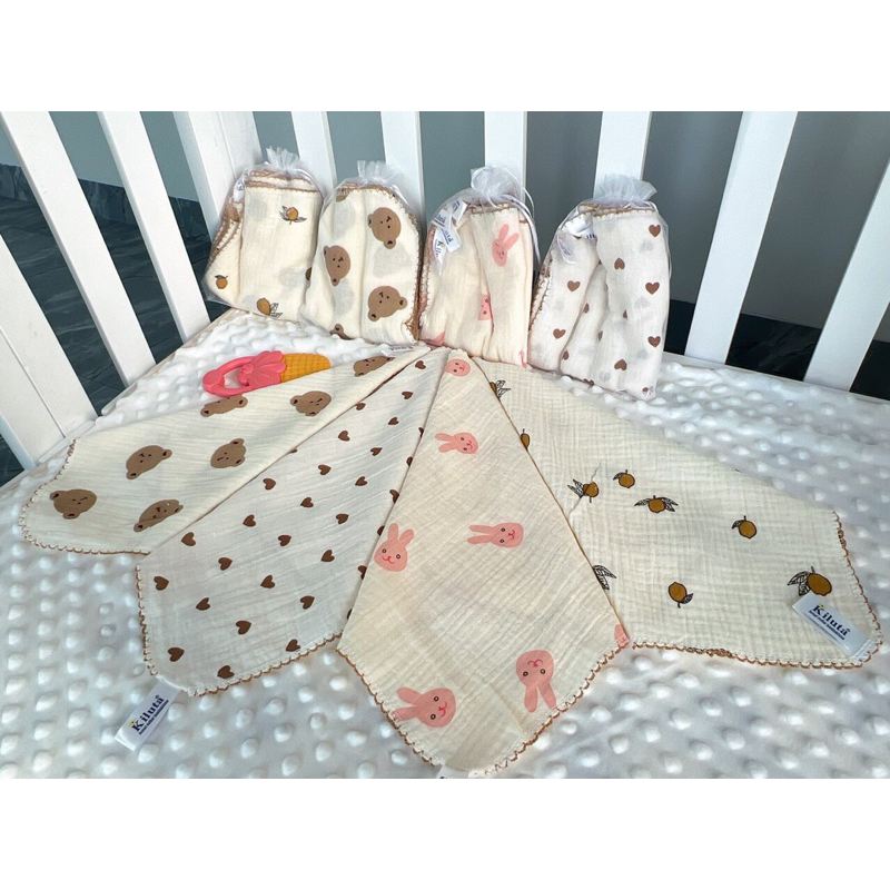 Khăn sữa muslin mỏng 2 lớp Kiluta xô Hàn cao cấp