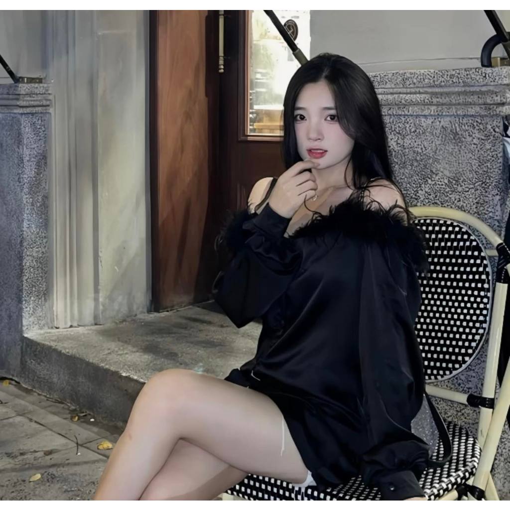 Áo Sơ Mi Trễ Vai Lông Vũ , Thiết kế chanh xả